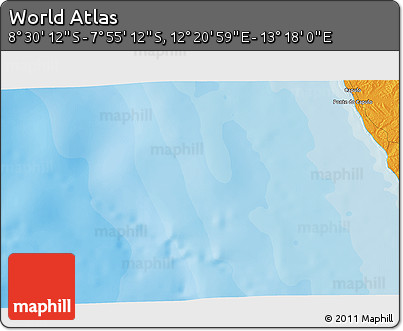Political 3D Map of the Area around 8° 12' 42" S, 12° 49' 29" E