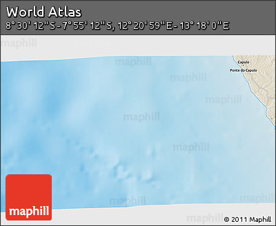 Shaded Relief 3D Map of the Area around 8° 12' 42" S, 12° 49' 29" E