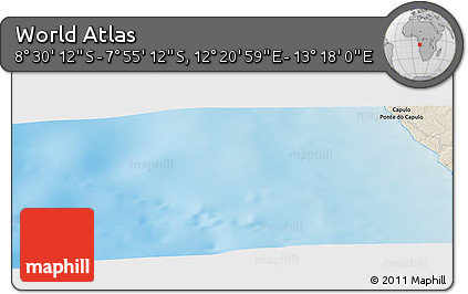 Shaded Relief Panoramic Map of the Area around 8° 12' 42" S, 12° 49' 29" E