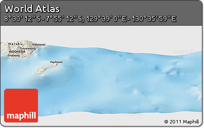 Shaded Relief Panoramic Map of the Area around 8° 12' 42" S, 130° 7' 30" E