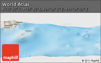 Shaded Relief Panoramic Map of the Area around 8° 12' 42" S, 130° 7' 30" E