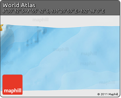 Political 3D Map of the Area around 8° 12' 42" S, 131° 49' 29" E
