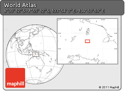 Blank Location Map of the Area around 8° 12' 42" S, 134° 22' 30" E