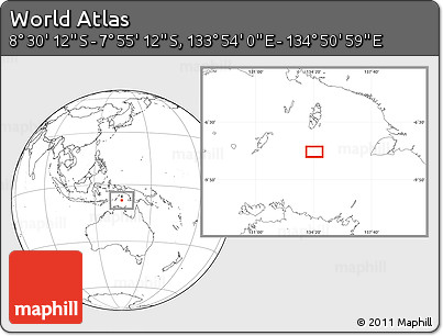 Blank Location Map of the Area around 8° 12' 42" S, 134° 22' 30" E