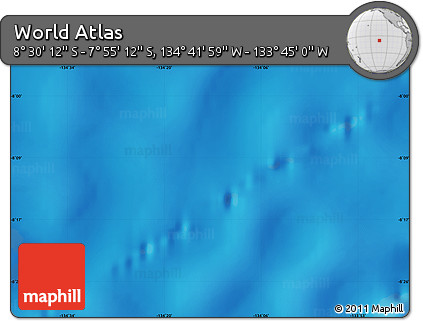 Shaded Relief Map of the Area around 8° 12' 42" S, 134° 13' 29" W