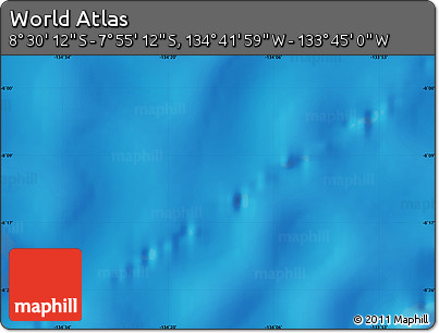 Shaded Relief Map of the Area around 8° 12' 42" S, 134° 13' 29" W