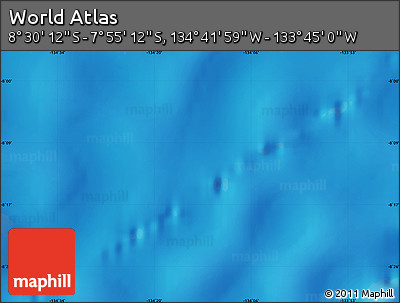 Shaded Relief Map of the Area around 8° 12' 42" S, 134° 13' 29" W