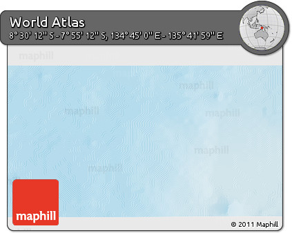 Shaded Relief 3D Map of the Area around 8° 12' 42" S, 135° 13' 29" E