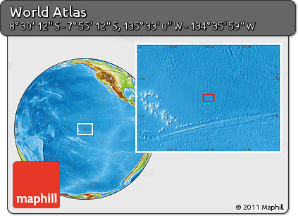 Physical Location Map of the Area around 8° 12' 42" S, 135° 4' 29" W