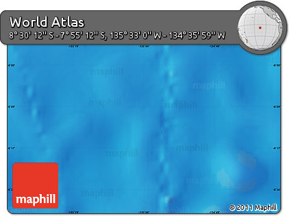 Physical Map of the Area around 8° 12' 42" S, 135° 4' 29" W