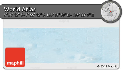Shaded Relief Panoramic Map of the Area around 8° 12' 42" S, 136° 4' 29" E