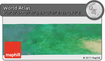 Satellite Panoramic Map of the Area around 8° 12' 42" S, 136° 55' 30" E
