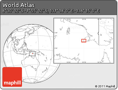 Blank Location Map of the Area around 8° 12' 42" S, 137° 46' 30" E