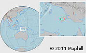 Gray Location Map of the area around 8° 12' 42" S, 137° 46' 30" E, hill shading