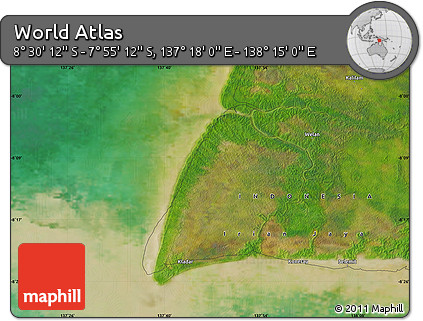 Satellite Map of the Area around 8° 12' 42" S, 137° 46' 30" E