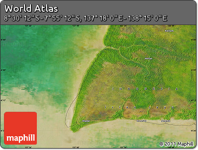 Satellite Map of the Area around 8° 12' 42" S, 137° 46' 30" E