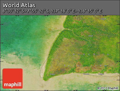 Satellite Map of the Area around 8° 12' 42" S, 137° 46' 30" E
