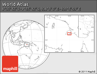 Blank Location Map of the Area around 8° 12' 42" S, 138° 37' 30" E
