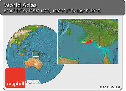 Satellite Location Map of the Area around 8° 12' 42" S, 138° 37' 30" E