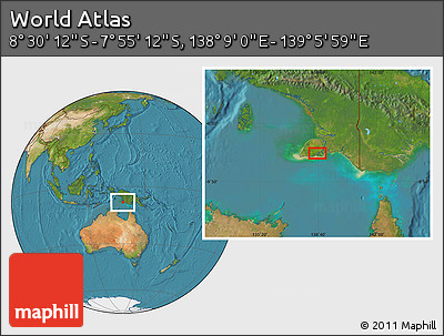 Satellite Location Map of the Area around 8° 12' 42" S, 138° 37' 30" E