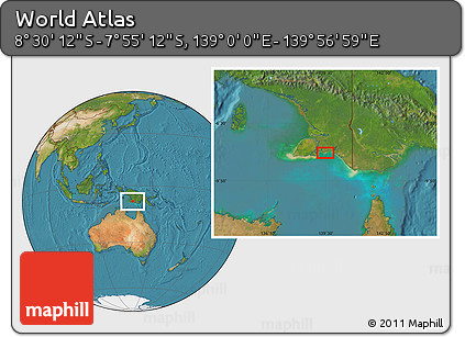 Satellite Location Map of the Area around 8° 12' 42" S, 139° 28' 29" E