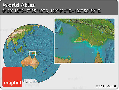 Satellite Location Map of the Area around 8° 12' 42" S, 139° 28' 29" E