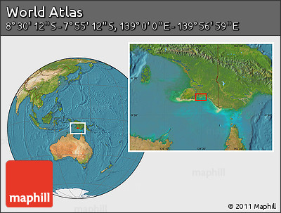 Satellite Location Map of the Area around 8° 12' 42" S, 139° 28' 29" E