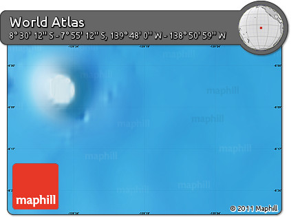 Physical Map of the Area around 8° 12' 42" S, 139° 19' 29" W