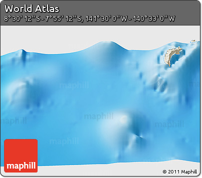 Shaded Relief 3D Map of the Area around 8° 12' 42" S, 141° 1' 30" W