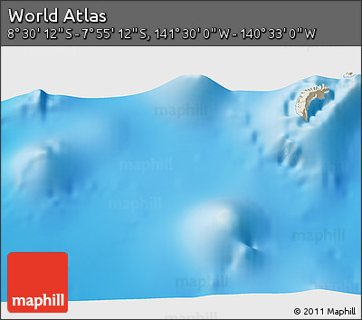 Shaded Relief 3D Map of the Area around 8° 12' 42" S, 141° 1' 30" W