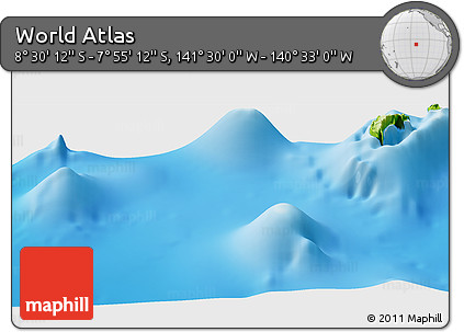 Physical Panoramic Map of the Area around 8° 12' 42" S, 141° 1' 30" W