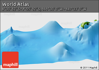 Physical Panoramic Map of the Area around 8° 12' 42" S, 141° 1' 30" W