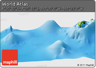 Physical Panoramic Map of the Area around 8° 12' 42" S, 141° 1' 30" W
