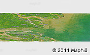 Satellite Panoramic Map of the area around 8° 12' 42" S, 143° 43' 29" E