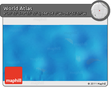 Shaded Relief 3D Map of the Area around 8° 12' 42" S, 144° 25' 30" W