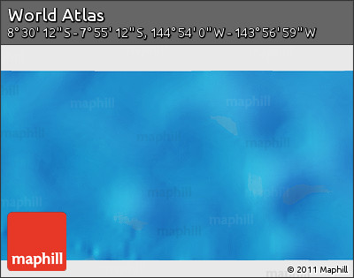 Shaded Relief 3D Map of the Area around 8° 12' 42" S, 144° 25' 30" W
