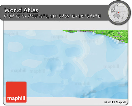 Political 3D Map of the Area around 8° 12' 42" S, 145° 25' 30" E