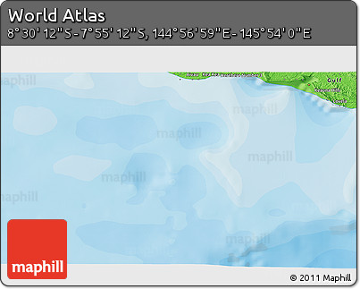 Political 3D Map of the Area around 8° 12' 42" S, 145° 25' 30" E
