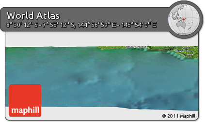 Satellite Panoramic Map of the Area around 8° 12' 42" S, 145° 25' 30" E