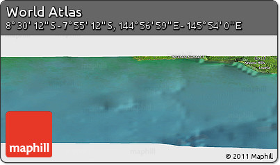 Satellite Panoramic Map of the Area around 8° 12' 42" S, 145° 25' 30" E