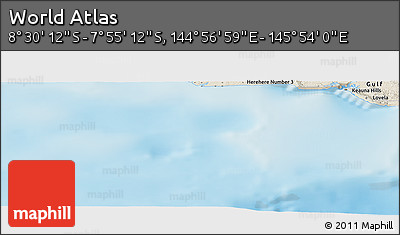 Shaded Relief Panoramic Map of the Area around 8° 12' 42" S, 145° 25' 30" E