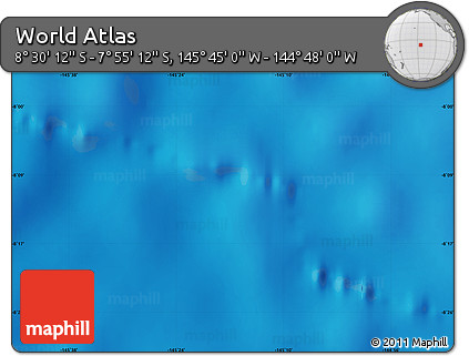 Physical Map of the Area around 8° 12' 42" S, 145° 16' 30" W