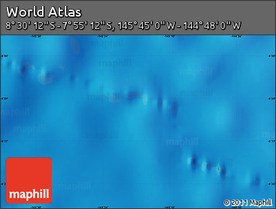 Physical Map of the Area around 8° 12' 42" S, 145° 16' 30" W