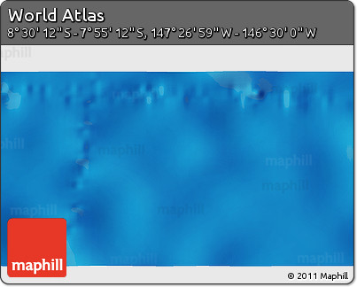 Shaded Relief 3D Map of the Area around 8° 12' 42" S, 146° 58' 29" W