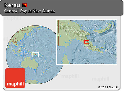 Savanna Style Location Map of Kerau, hill shading