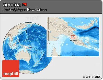 Shaded Relief Location Map of Gomina