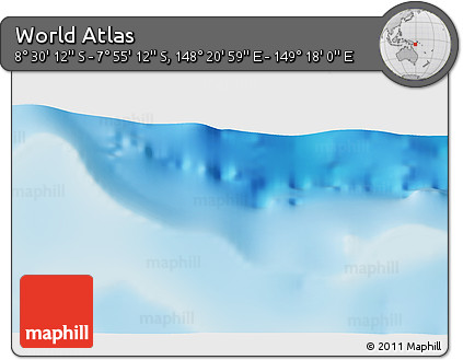 Shaded Relief 3D Map of the Area around 8° 12' 42" S, 148° 49' 29" E