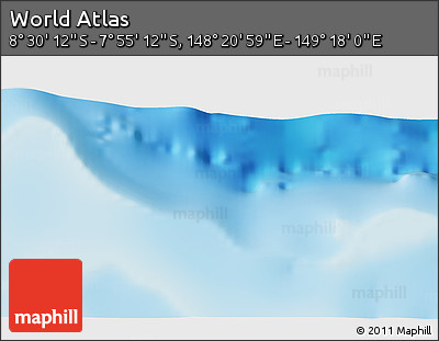 Shaded Relief 3D Map of the Area around 8° 12' 42" S, 148° 49' 29" E