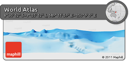 Shaded Relief Panoramic Map of the Area around 8° 12' 42" S, 149° 40' 30" E