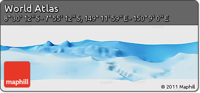 Shaded Relief Panoramic Map of the Area around 8° 12' 42" S, 149° 40' 30" E